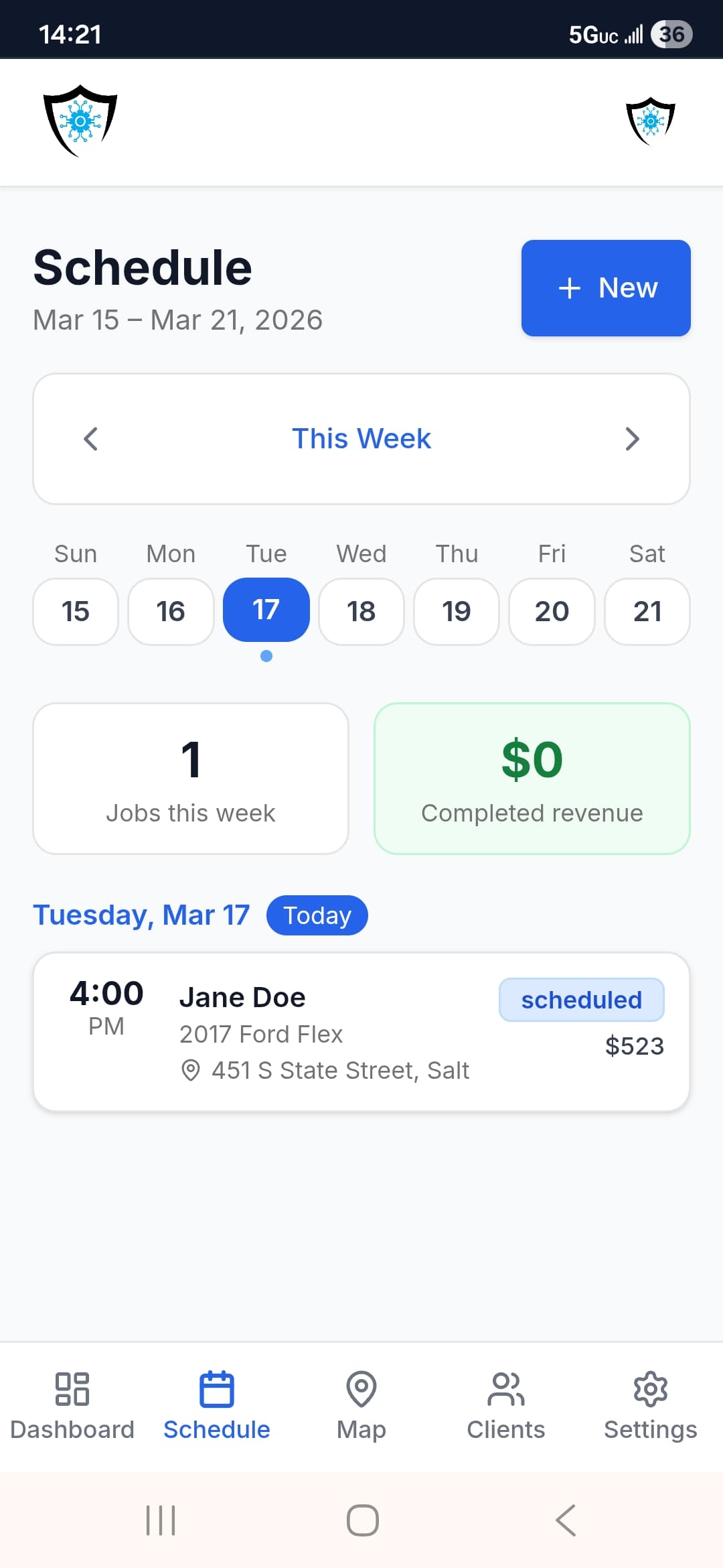 ReadySystems Schedule on mobile